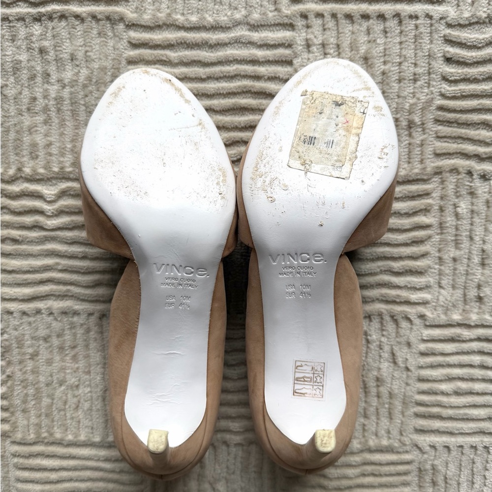 VINCE Saffron Nubuck Suede Peep Toe d'Orsay Pumps - Picture 3 of 4